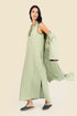 Sleeveless long dress in linen with v-neckline